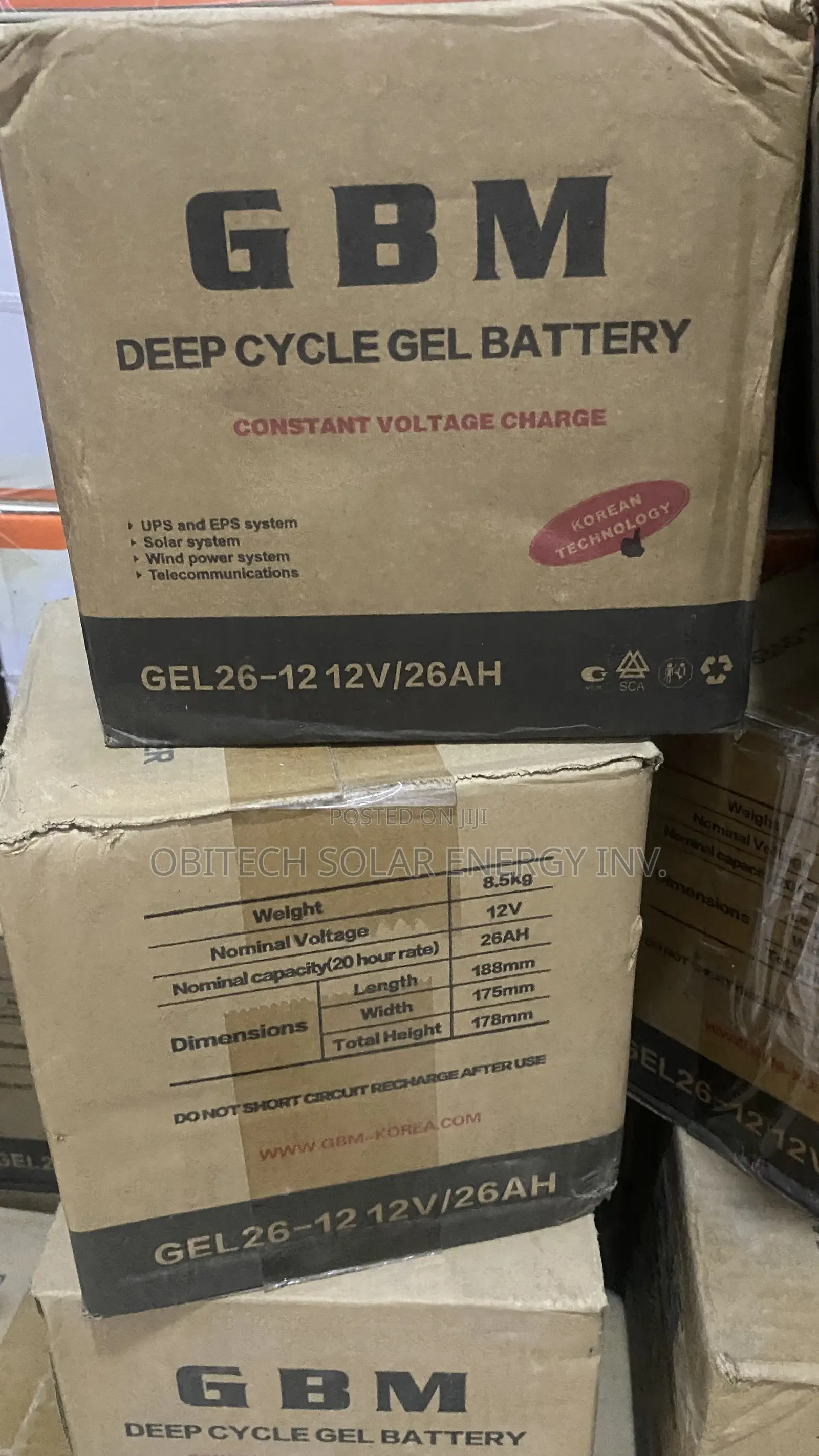 26AH 12V GBM Deep Cycle Battery