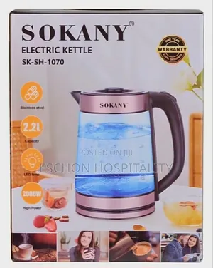 Sokany Transparent Electric Kettle 2.2L With LED Light
