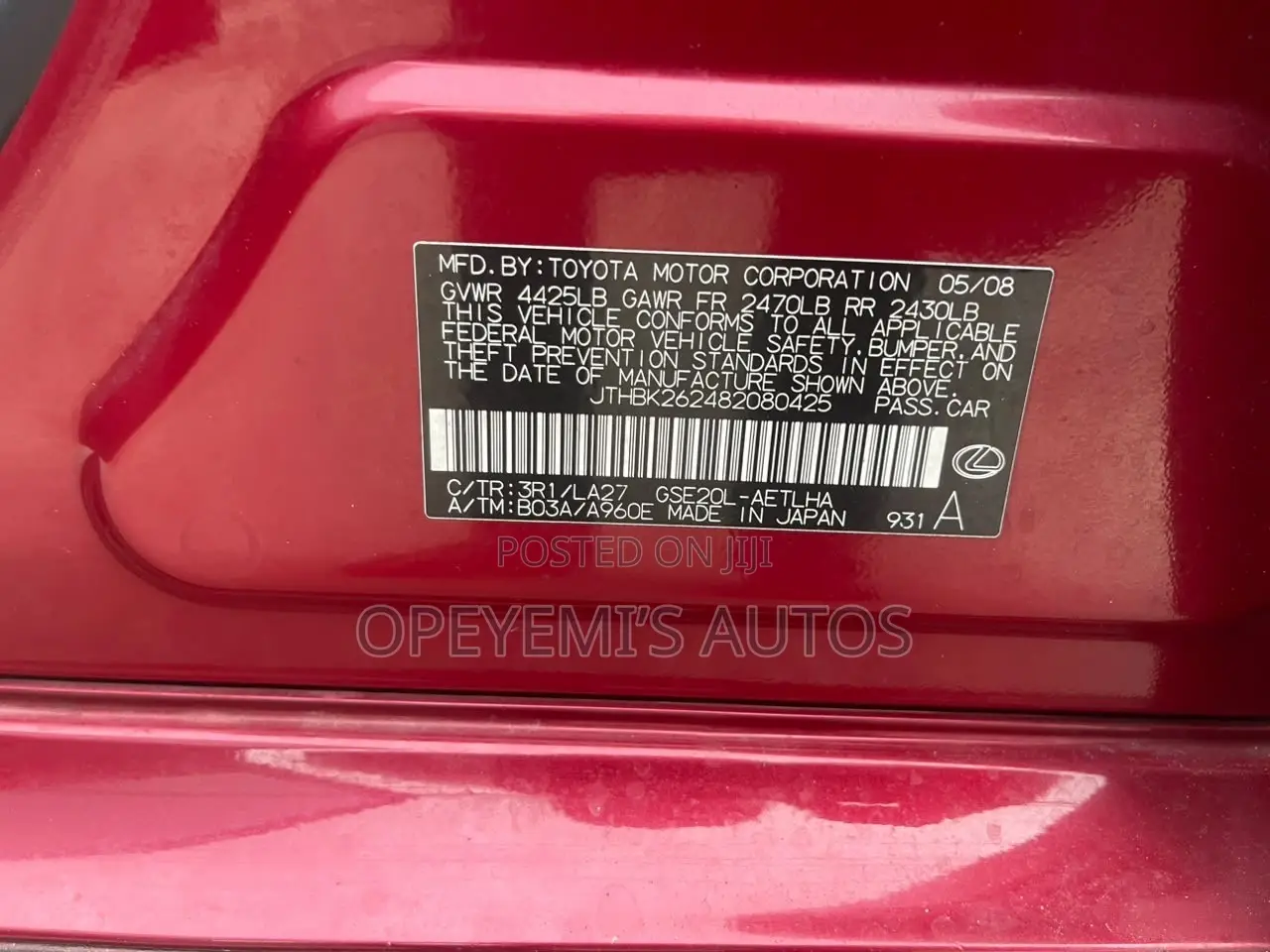 Lexus IS 2009 Red