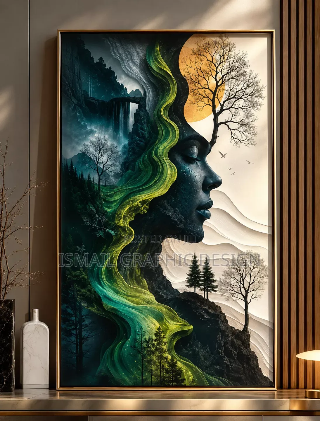 Premium Double Exposure Nature Wall Art Framed Canvas