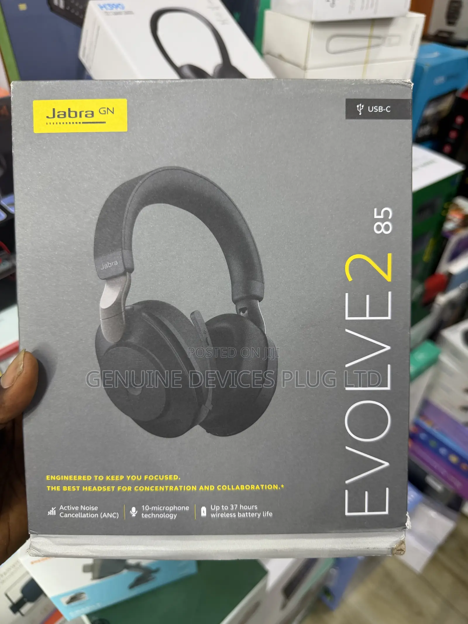 Jabra Evolve2 85 Wireless PC Headset – Noise Cancelling UC Certified