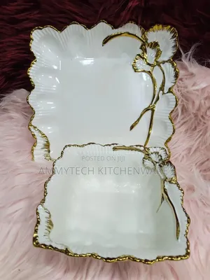 Luxury White and Gold Serving Plates and Bowls