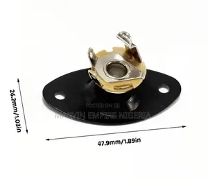Black Electric Guitar Output Jack Socket 6.35mm Jack Oval With Plate