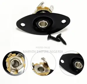 Black Electric Guitar Output Jack Socket 6.35mm Jack Oval With Plate