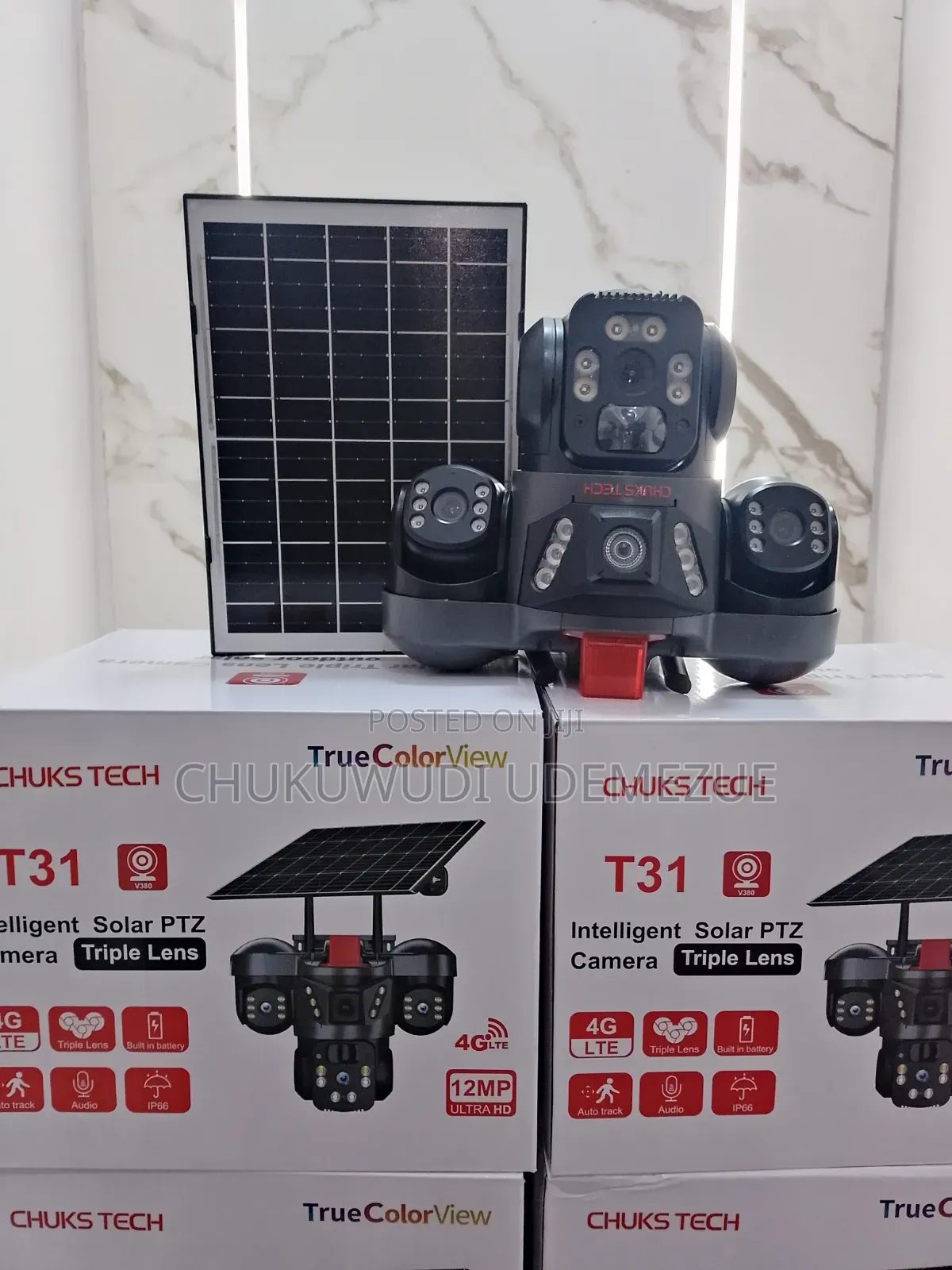 T31 V380 Triple Lens 4G Solar CCTV Camera – PTZ