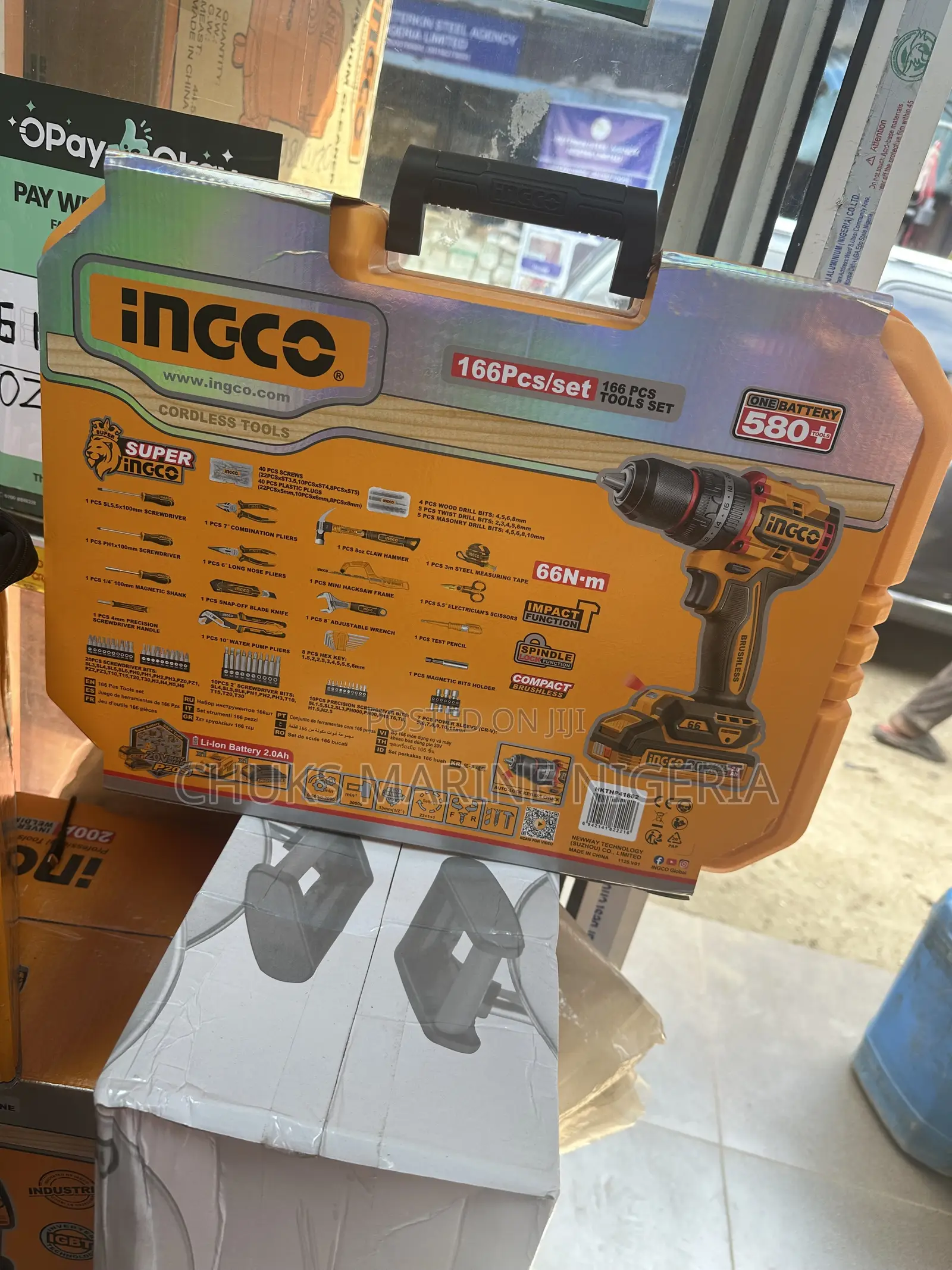 Ingco 166pcs Tools Set Cordless Drill