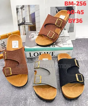 Meibulun Unisex Asymmetric Double Buckle Cork Slides BM-256
