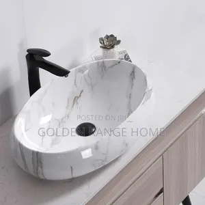 Marble White Ceramic Countertop Basin