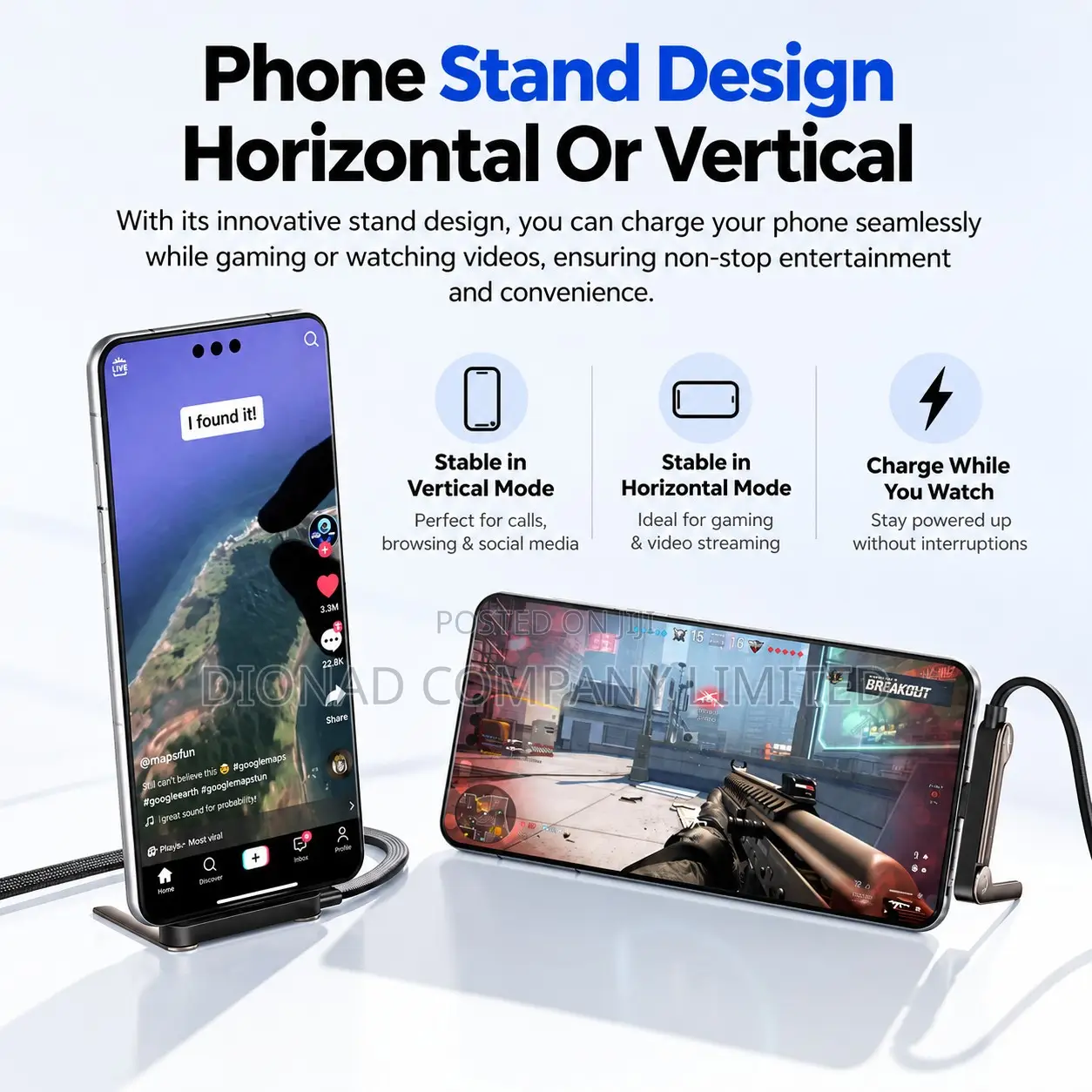 240W Fast Charging Cable With Holder and Stand for iPhone Android