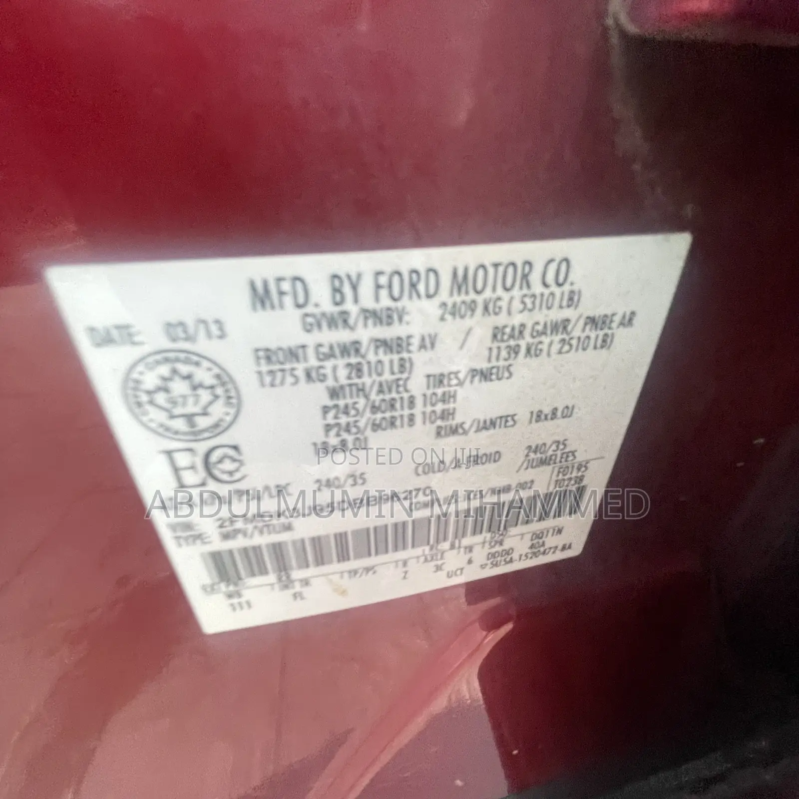 Ford Edge 2013 Red