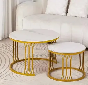 Real Double Marble Center Table With Gold Leg