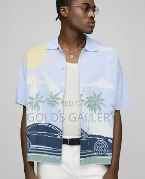 Boxy Scenic Car Jacquard Knitted Shirt (USA)