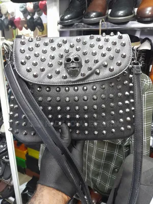 Scarleton Studded Skull Crossbody Shoulder Bag–Black (Goth/Punk Style)