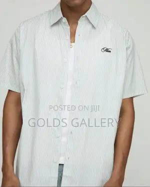 Sfera Oversized Stripe Man Embroidered Short Sleeve Shirt