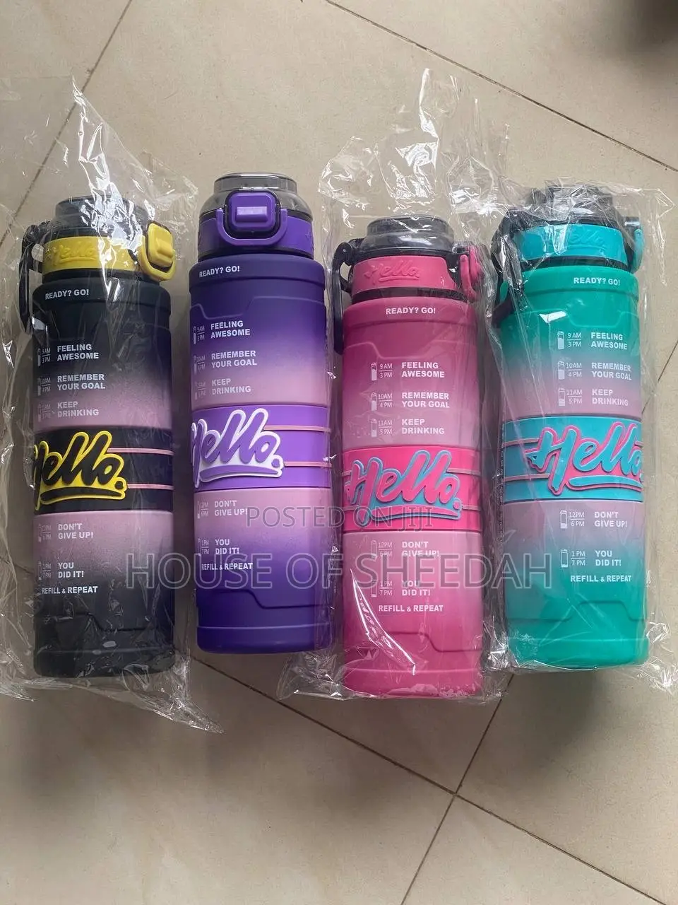 1 LTR Hello Motivational Water Bottle