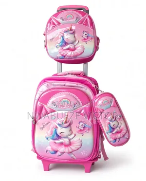 Brand New Unicorn Girls’ Rolling Backpack Set – 3-Piece School Bag