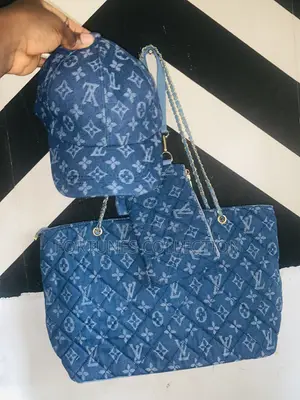 Louis Vuitton Inspired 3-in-1 Denim Monogram Tote Bag Set