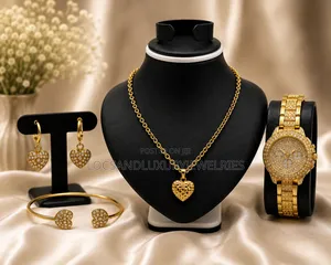 Women's Quartz Watch, Ring Necklace Earring Jewelry Set