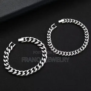 Classic Cuban Link Bracelet – Silver Stainless Steel Men's Chain