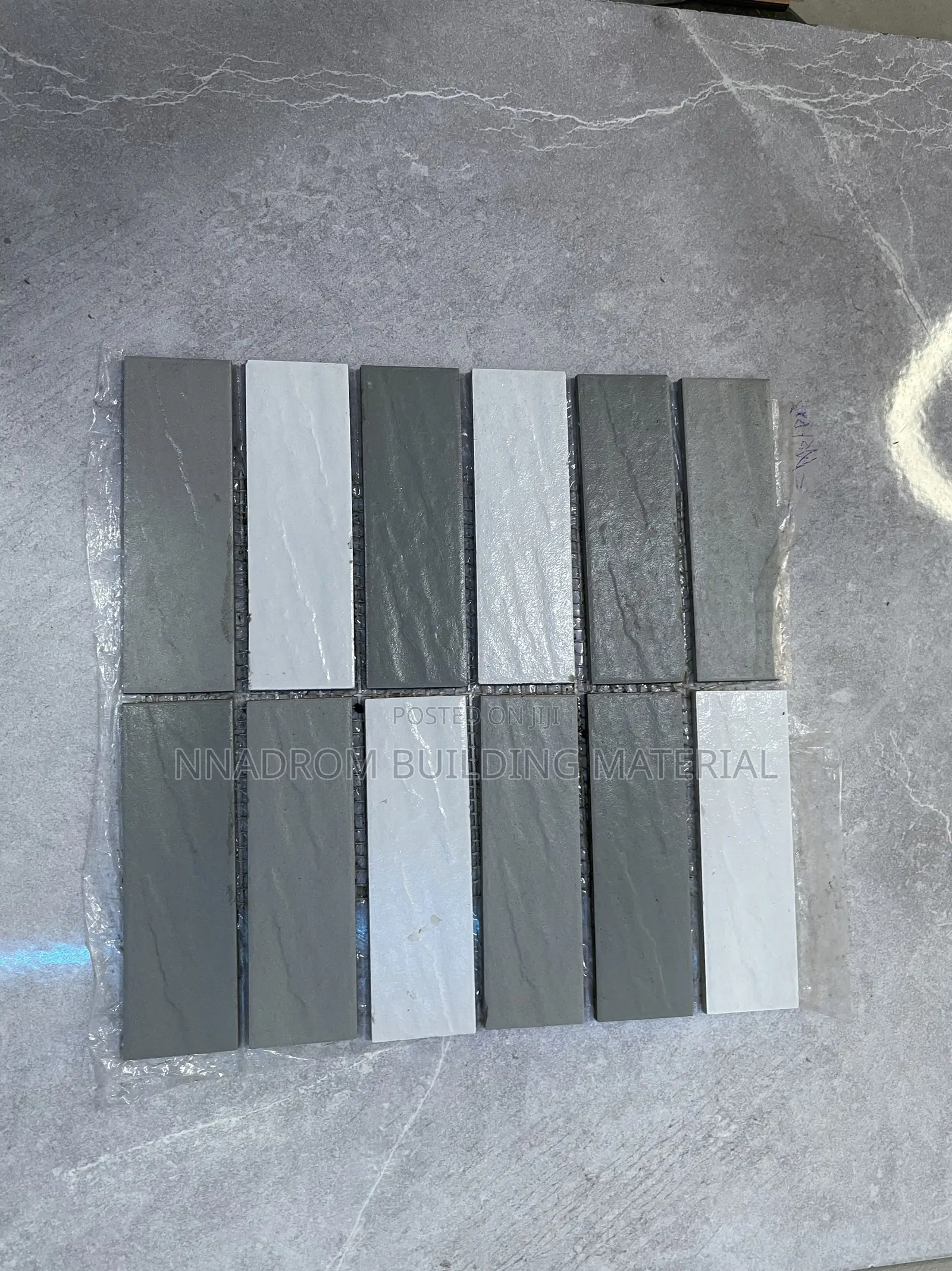 Grey and White Matte Brick Mosaic