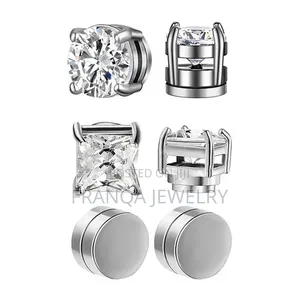 Magnetic Iced Stud Earrings Set – Non Pierced CZ Earring