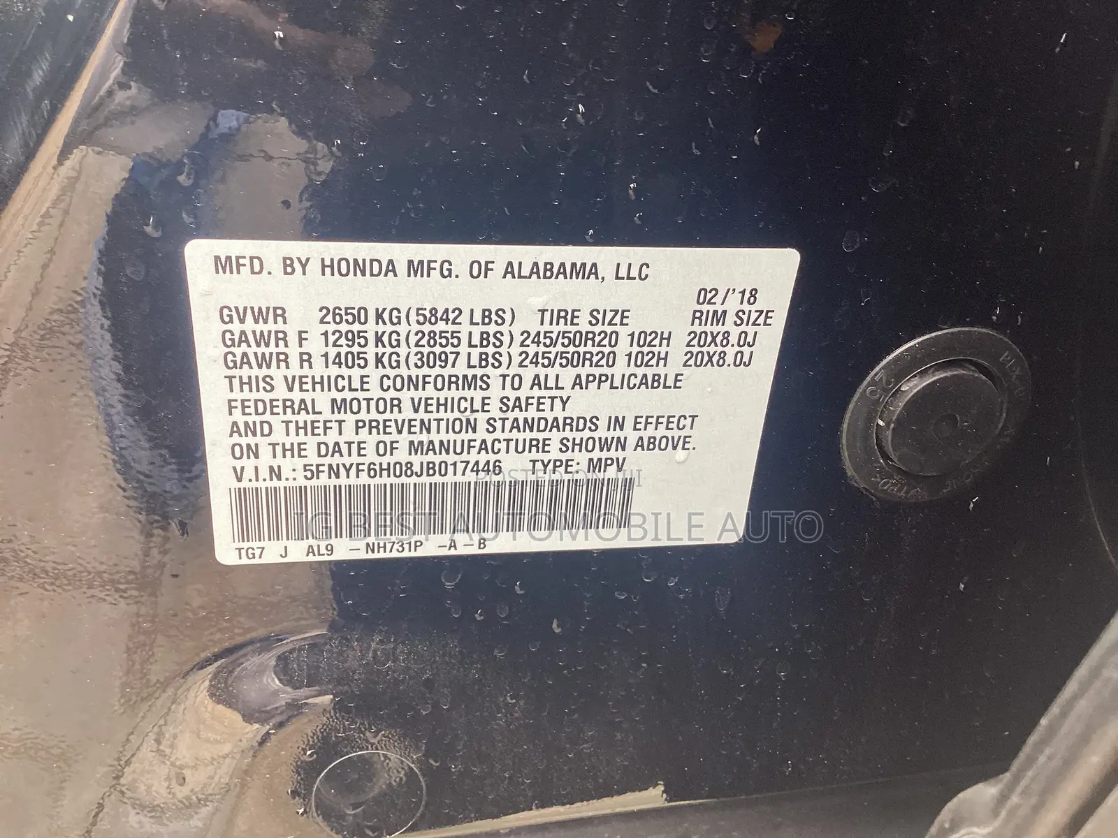 Honda Pilot LX AWD 2018 Black