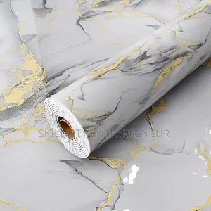Self-Adhesive, Waterproof Marble-Patterned Wallpaper
