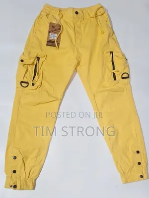 Multi-Pocket Streetwear Cargo Pants With Adjustable Ankle Cuffs Yellow