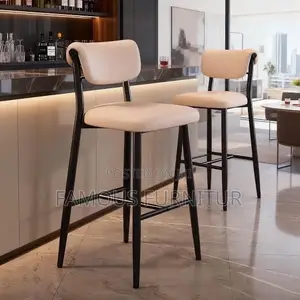 Modern, Low-Back Upholstered Bar Stool With a Curved Backrest