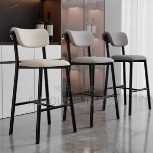 Modern, Low-Back Upholstered Bar Stool With a Curved Backrest