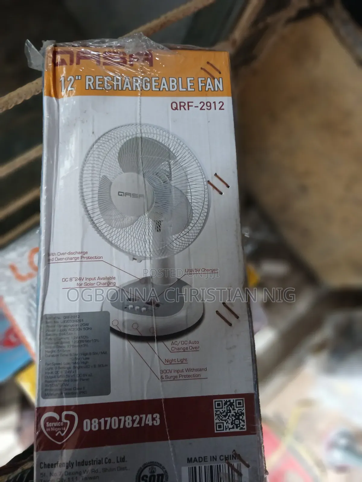 12inch Qasa Rechargeable Fan