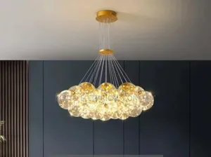 Ball Crystal Glass Chandelier Dining Room Living Room Pendant Lamp