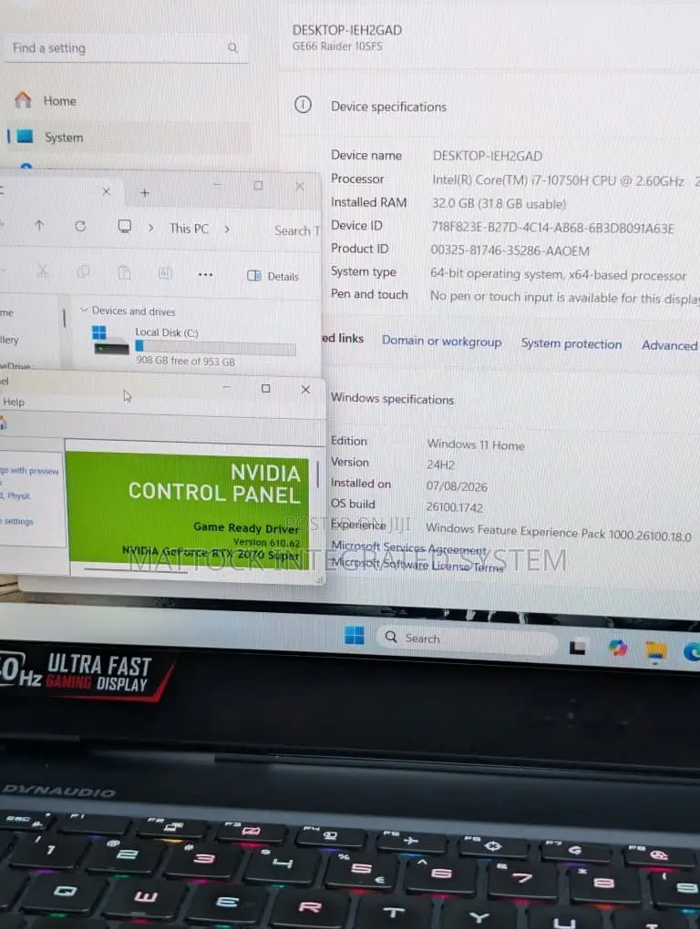 Laptop MSI GE66 Raider 32GB Intel Core i7 SSD 1T