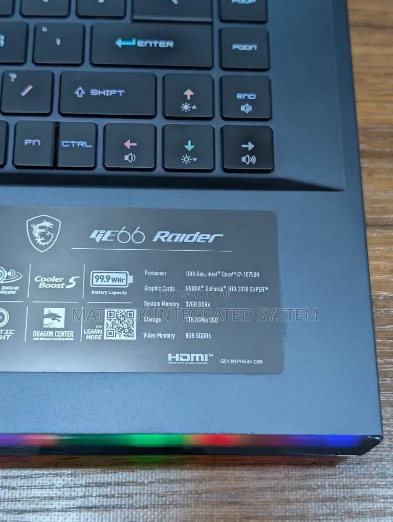 Laptop MSI GE66 Raider 32GB Intel Core i7 SSD 1T