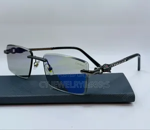 Cartier Lens Jeweled Panther-Head Temple Accents With Black Crystal