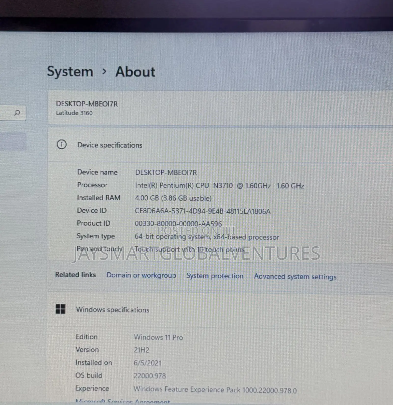 Laptop Dell Latitude 11 3160 4GB Intel Pentium SSD 128GB