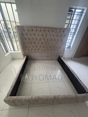 Luxury 6×6 Cream Velvet Upholstered Bed Frame for Sale