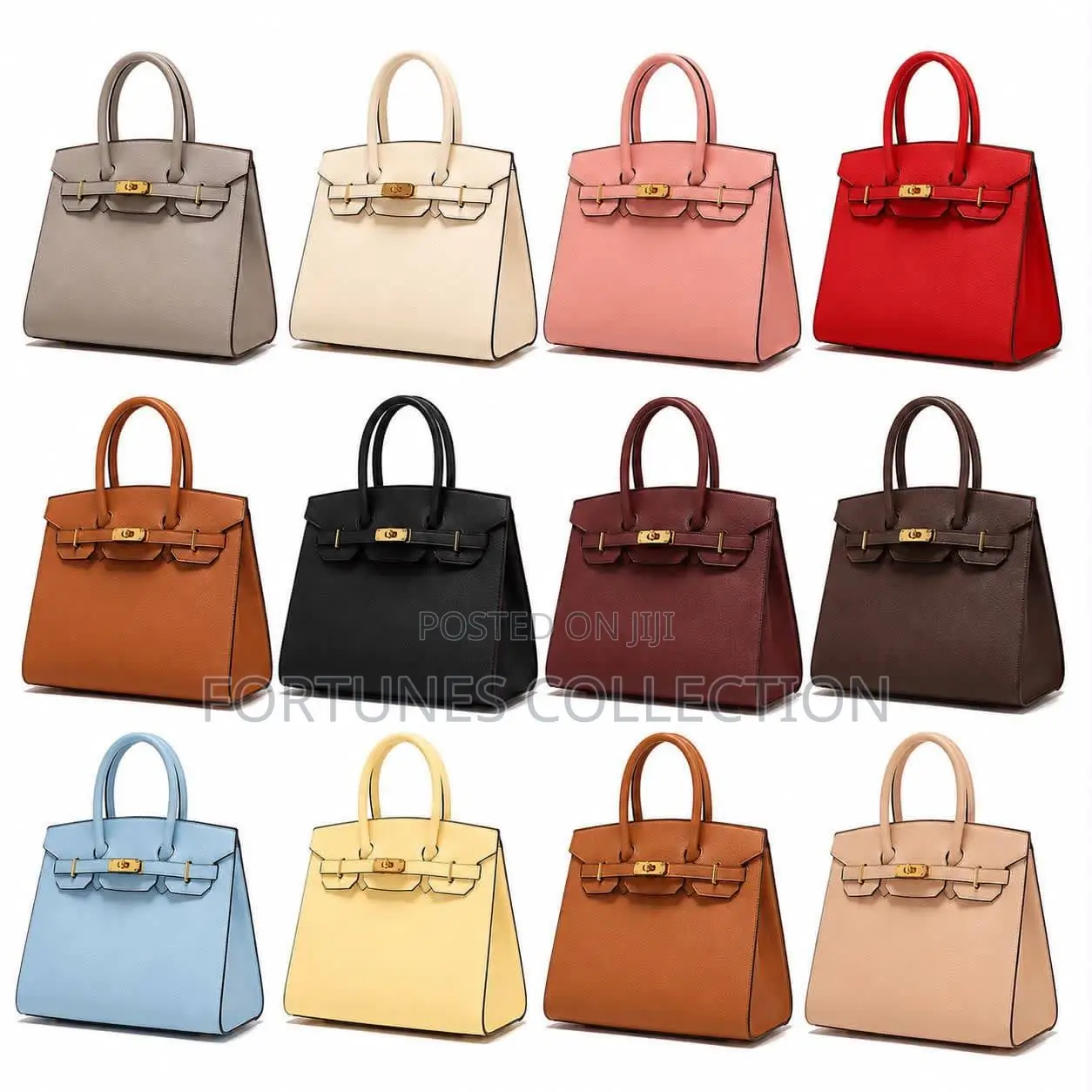 Hermes Inspired Luxury Structured Togo Leather Birkin Handbag