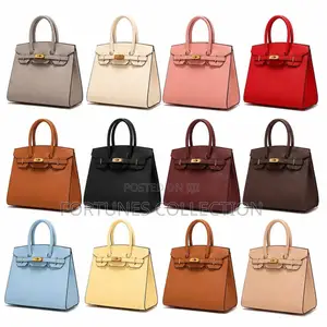 Hermes Inspired Luxury Structured Togo Leather Birkin Handbag