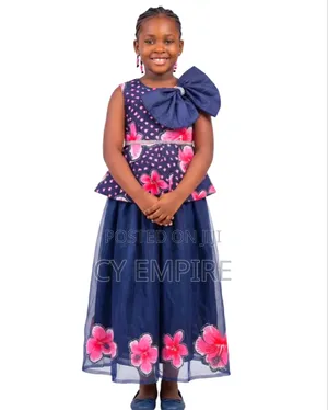 7T Girls Blue Ankara Mix Dress