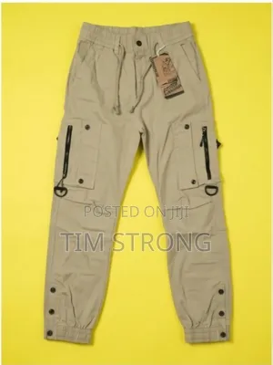 Multi-Pocket Men's Urban Cargo Pants With Adjustable Ankle Cuffs Beige