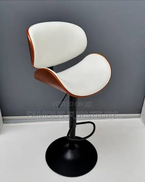 Modern Adjustable Swivel Bar Stools With Curved Wooden