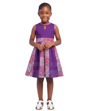 2T Girls Purple Ankara Mix Dress