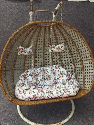 Double Seater Rattan Egg Swing Chair With Stand Cushions