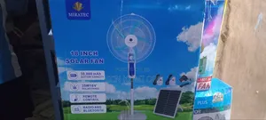 Miratec 18-Inch Solar Rechargeable Fan. Bluetooth and Bolbs