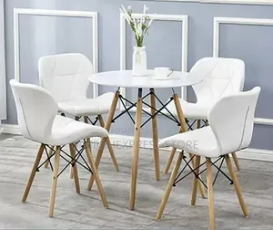 Dinning Round Table + 4 Sitting Chairs With Leather 
Atm