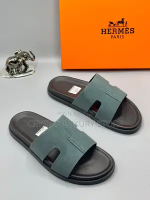 Hermes Quality Luxury Men Genuine Leather Pams