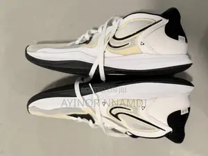 White and Black Nike Kyrie Low 5 Basketball Sneakers
