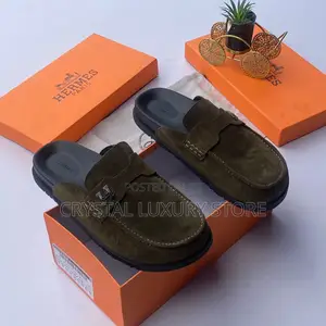Hermes Quality Luxury Men Suede Half Shoe