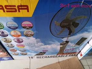 Qasa 18 Inches Rechargeable Fan With Solar Panel